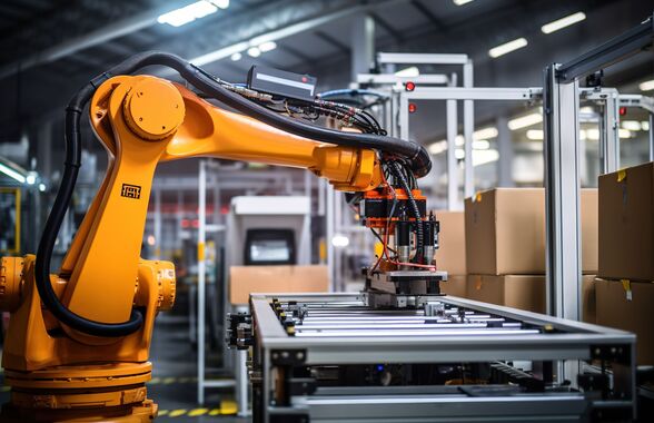 Roboterarm an einem Fließband